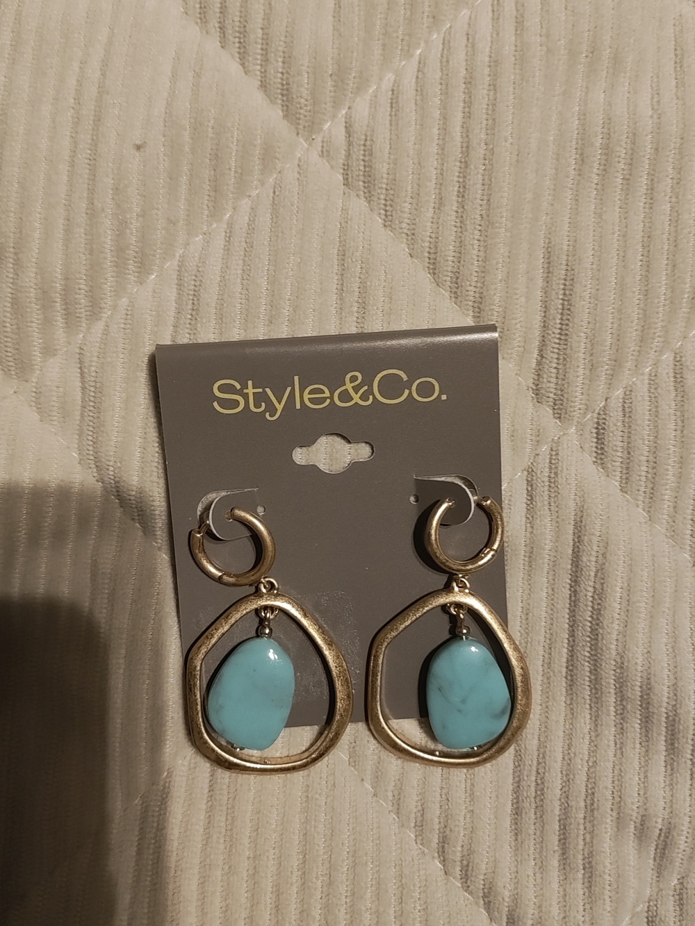 Style & Co. Gold-Tone Hoop Earrings with Turquoise Drop